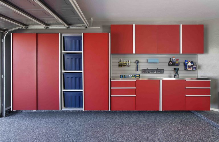 red sliding cabinets open stainless workbench grey slatwall aug 2013